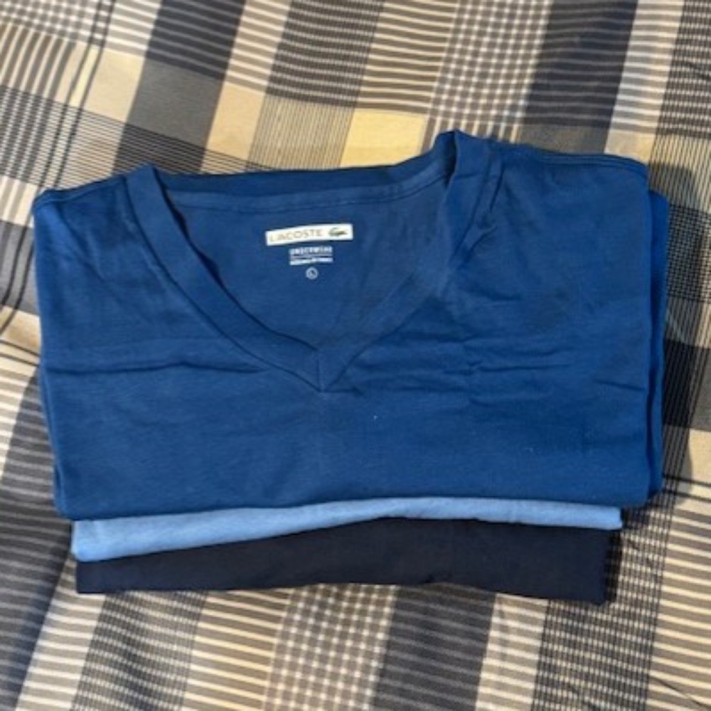 LACOSTE T-shirt 3 pack NWOT Blue undershirts Large - Picture 10 of 15